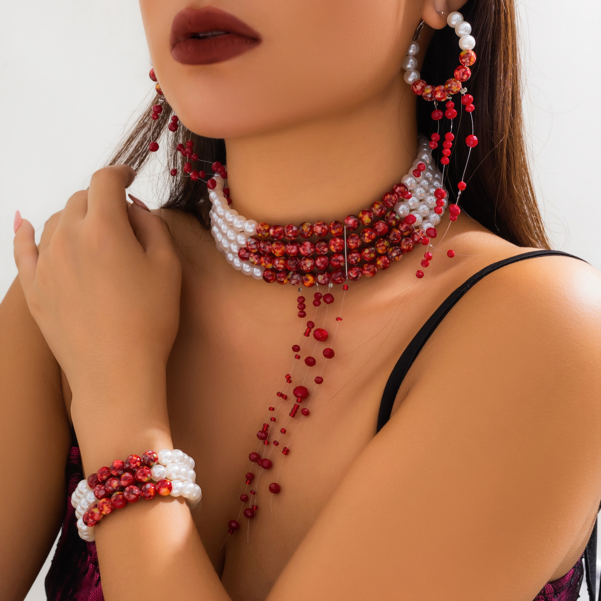 Pearl Choker Necklace Vintage - Kalung liontin rumbai mutiara imitasi pola