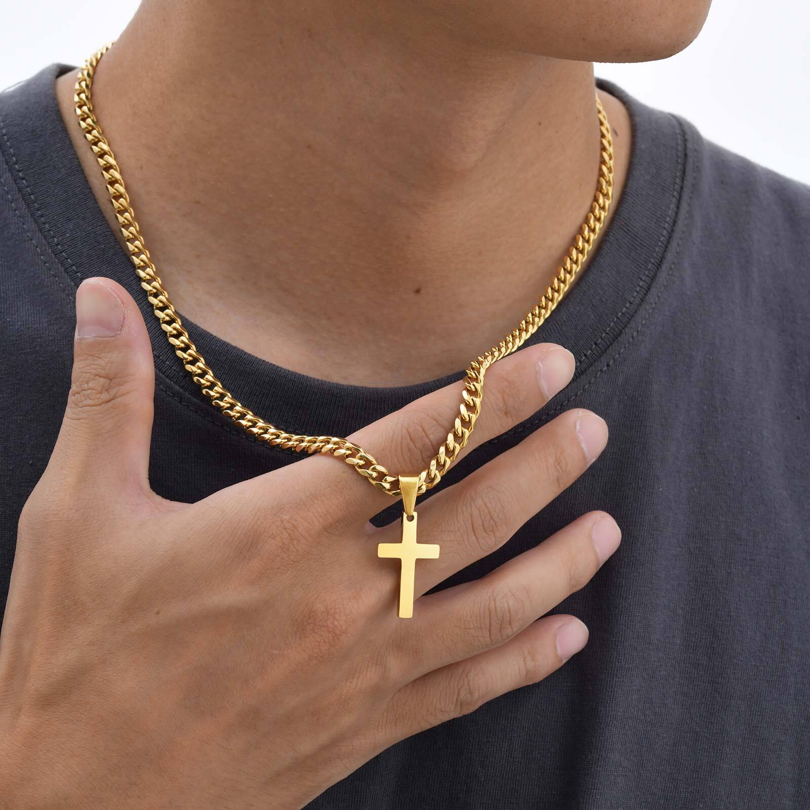Cuban Link Chain 12Mm - Kalung Salib Kualitas Tinggi untuk Pria