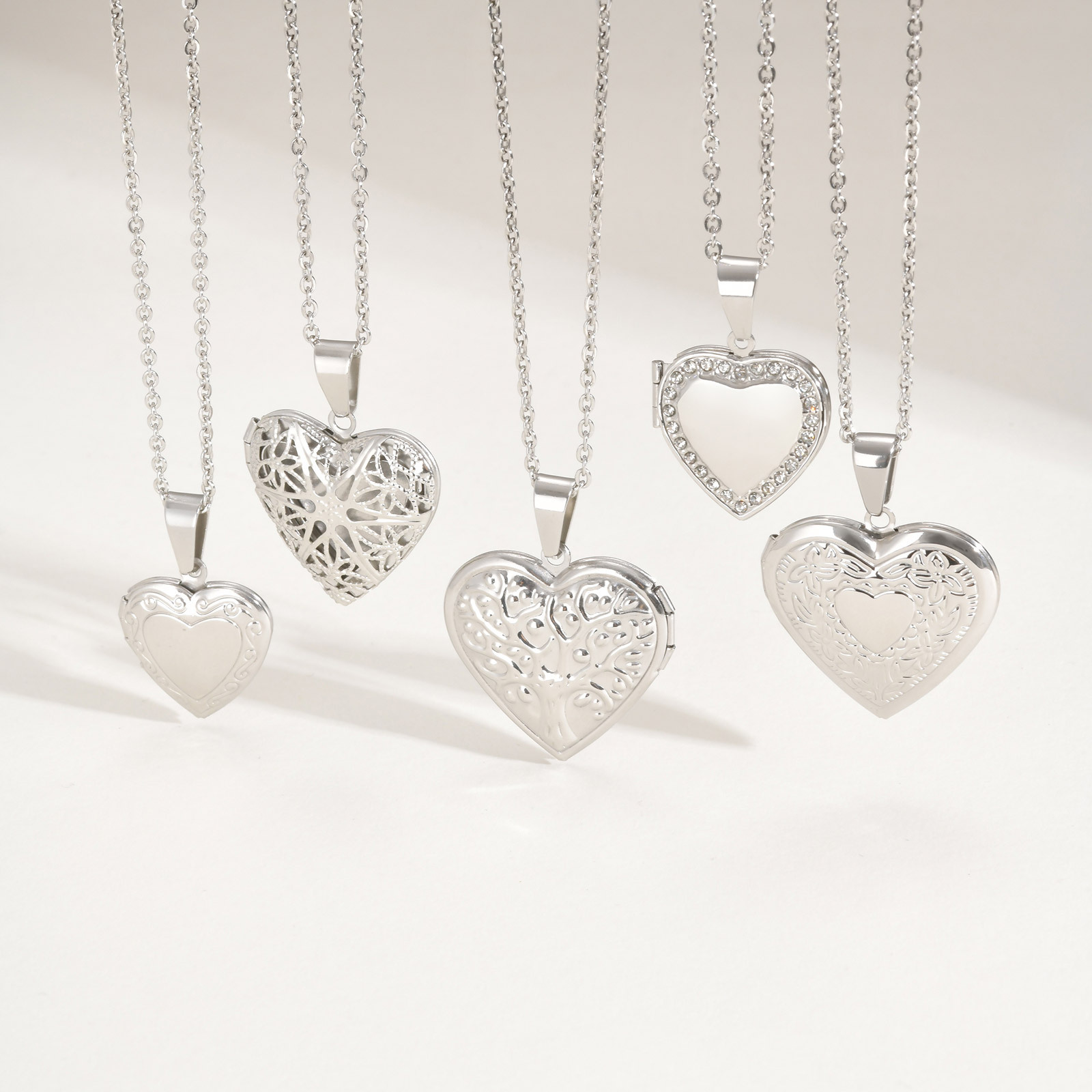 Heart Locket Necklace Photo - Vnox Liontin Liontin Wanita Baja Tahan