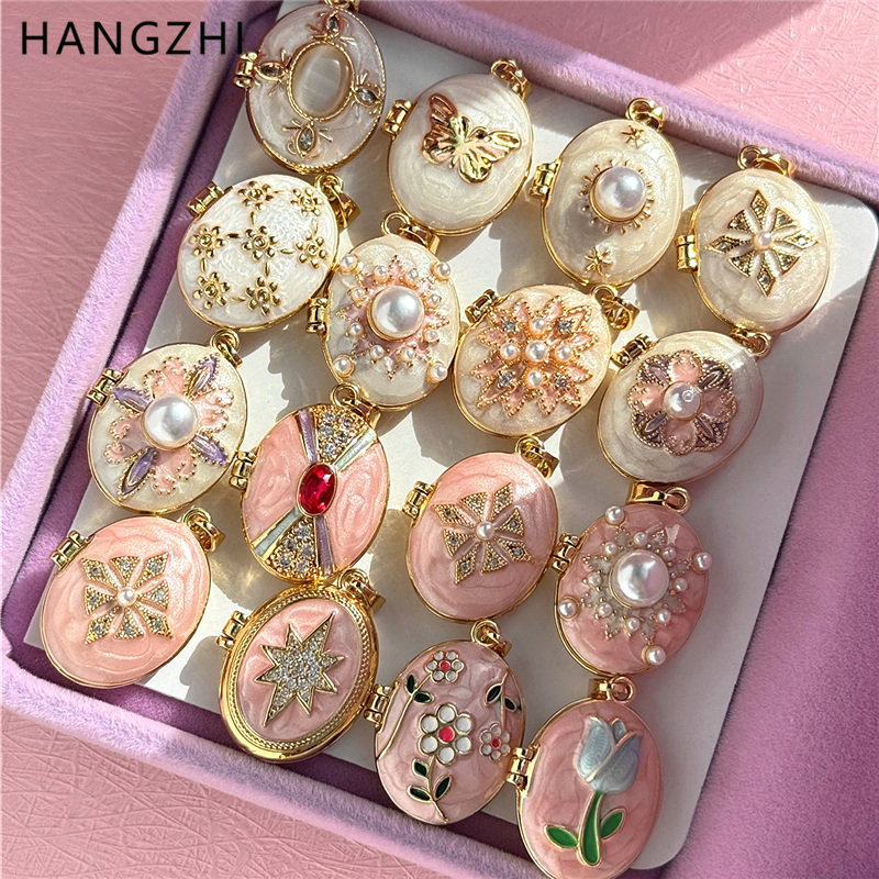 Heart Locket Necklace Photo - Kalung Liontin Bingkai Foto Oval Bunga