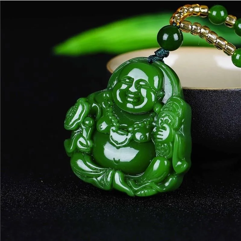 Cina Green Jade Maitreya Buddh - Necklaces ulasan dan harga