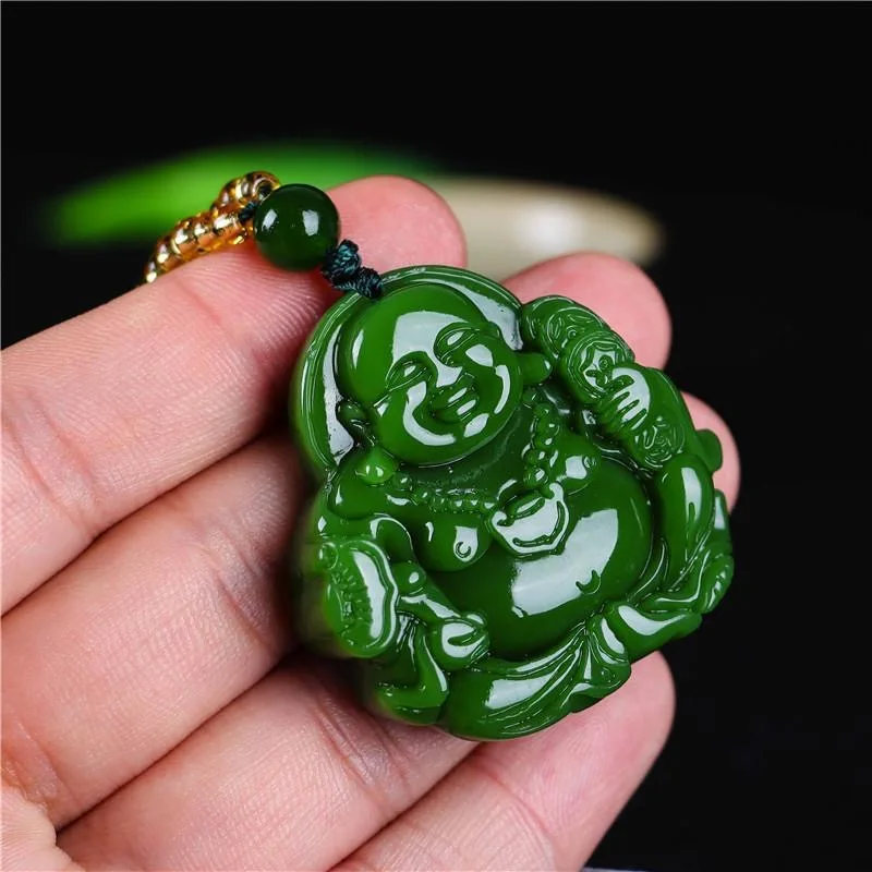 Cina Green Jade Maitreya Buddh - Necklaces ulasan dan harga