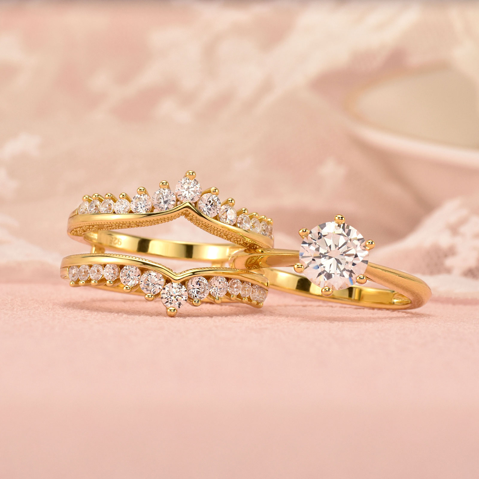 Newshe Set Cincin Pengantin Be - Moissanite Engagement Ring 1 Carat ulasan dan harga