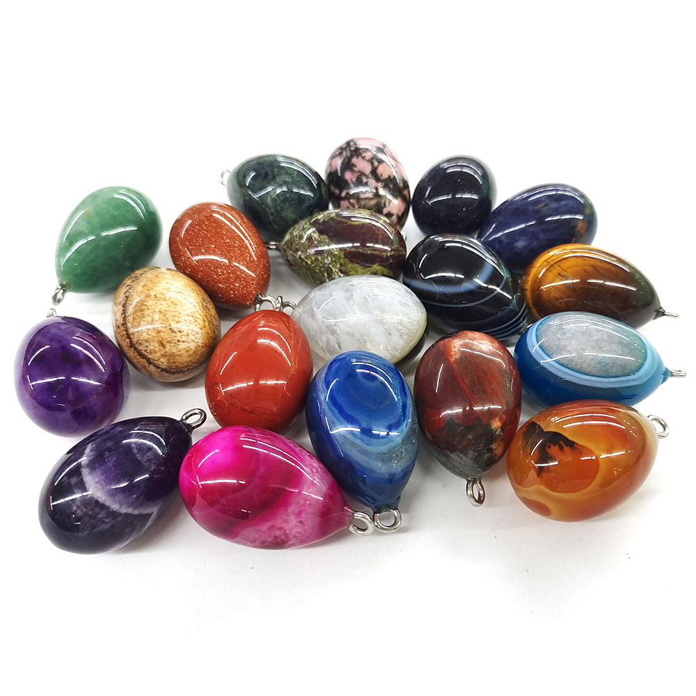 Liontin berbentuk telur mini b - Crystal Pendant Necklace Natural Stone ulasan dan harga