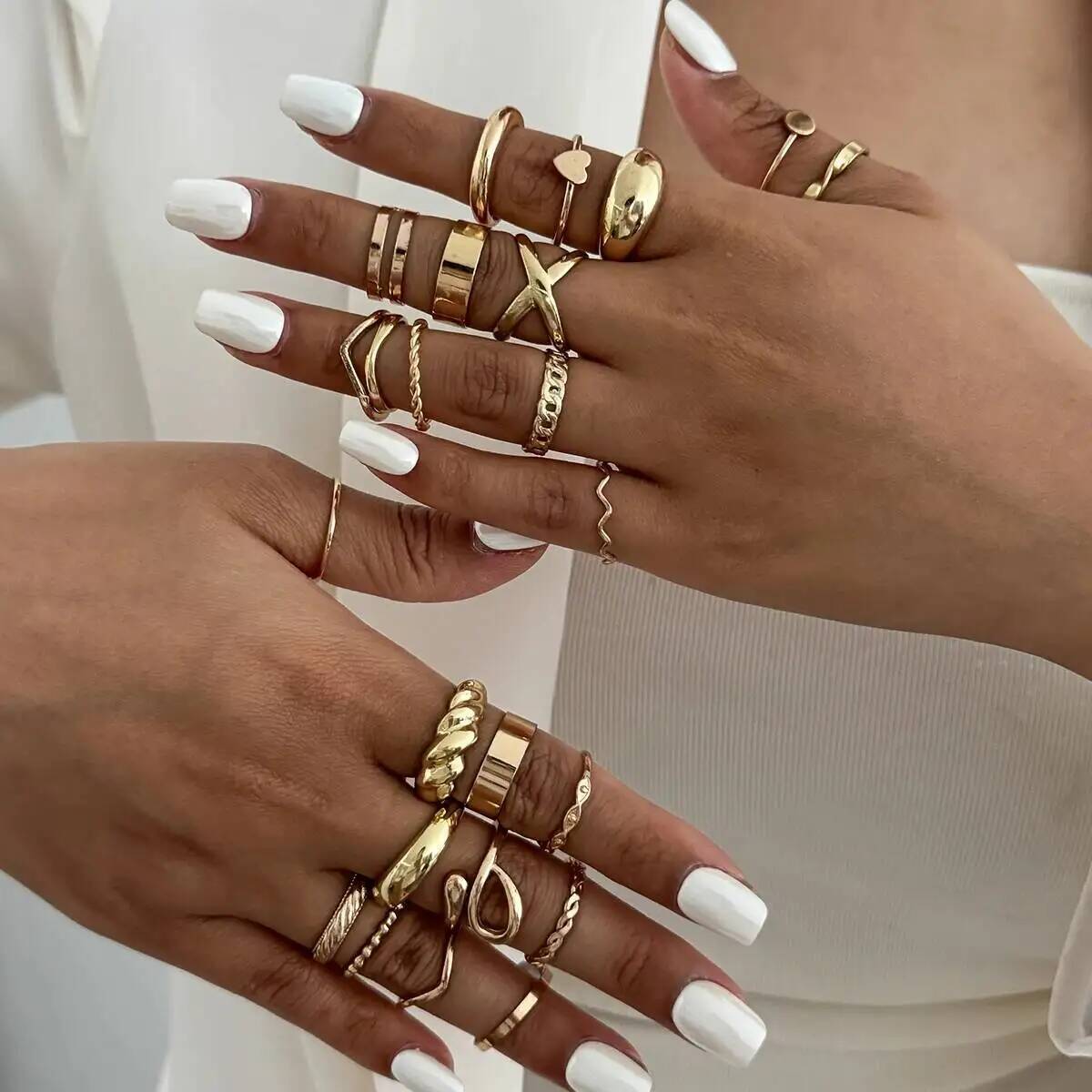 KunJoe 24Pcs/Set Cincin Terbuk - Vintage Punk Knuckle Rings Set ulasan dan harga