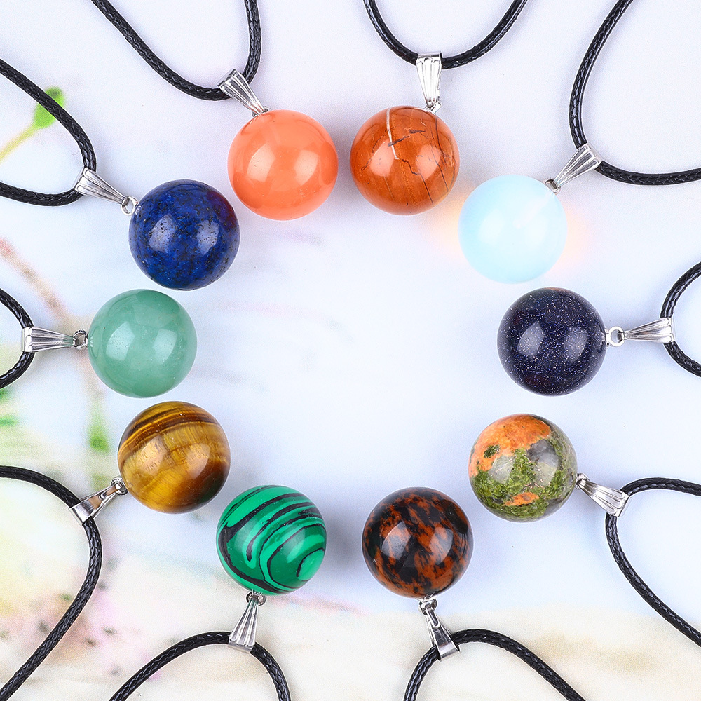 20 Buah/Tas 14Mm Batu Alam Bul - Crystal Pendant Necklace Natural Stone ulasan dan harga