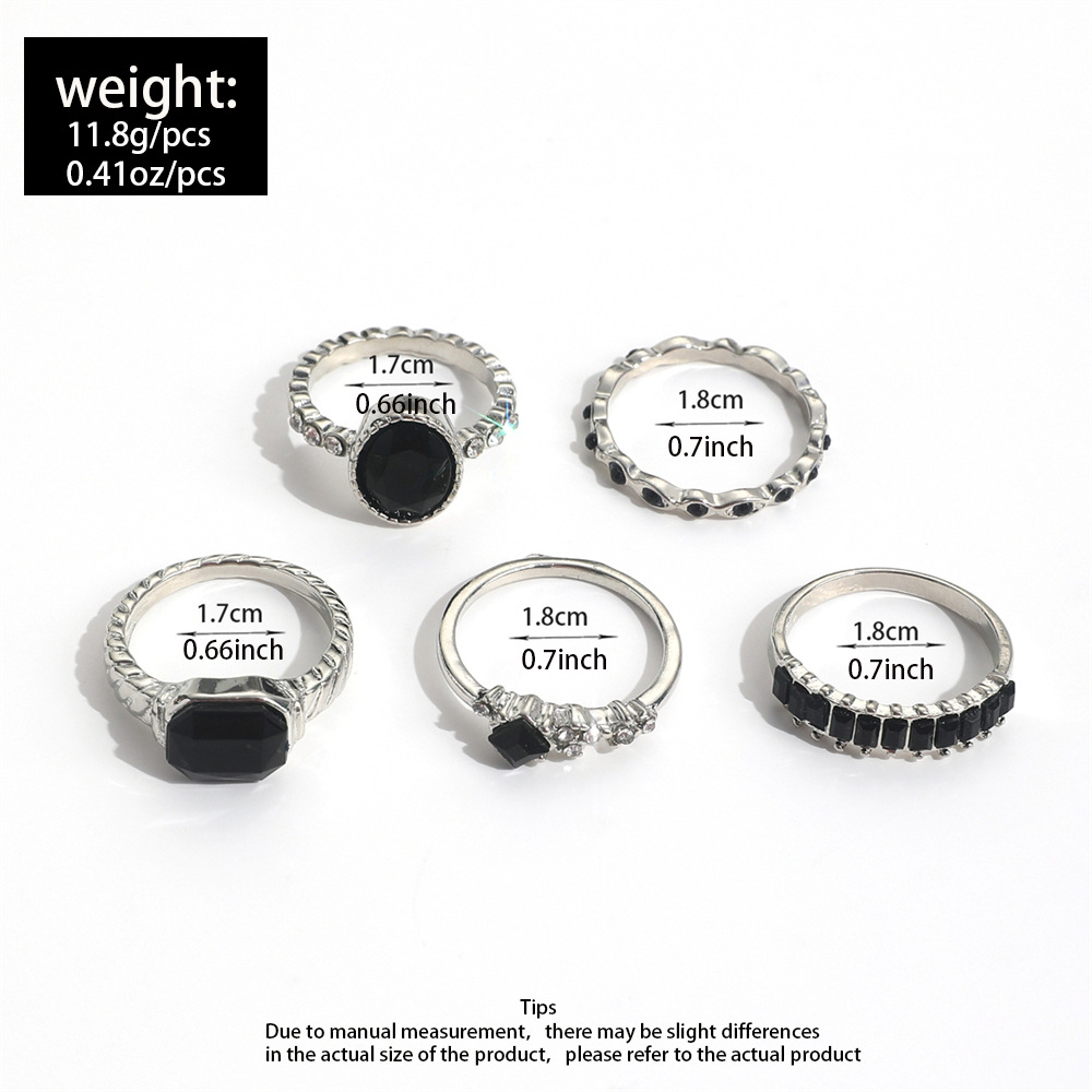 Set Cincin Batu Kristal Hitam  - Vintage Punk Knuckle Rings Set ulasan dan harga