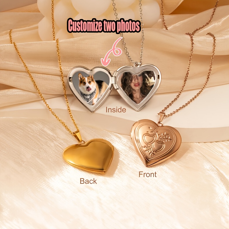 Kalung Foto 1/2 Ukuran Kustom, - Heart Locket Necklace Photo ulasan dan harga