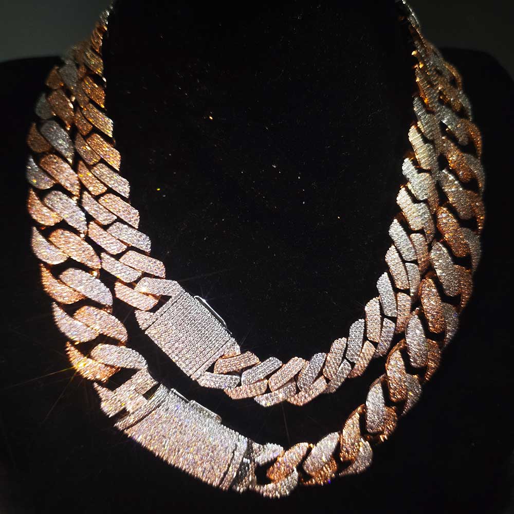 Kalung Rantai Mosaik Dua Warna - Cuban Link Chain 12Mm ulasan dan harga